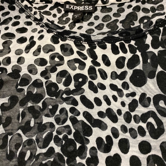 Express Sheer Scoop Neck Top. Animal print. Size Large. - Picture 4 of 12